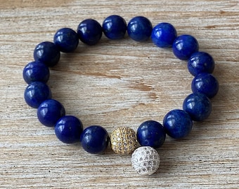 10mm Lapis Lazuli Bracelet for Women, Men Women Bracelet, Calming Bracelet, Natural Crystal Bracelet, Beaded Bracelet, Lapis Lazuli Jewelry