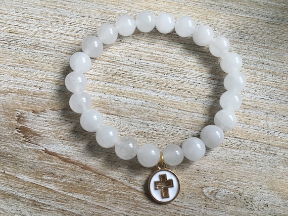 White Jade Cross Bracelet: Faith Based Gift
