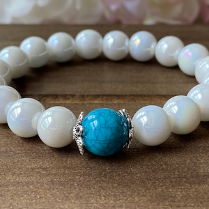 White Pearl Bracelet, Pearl Bracelet, Glass Pearl Bracelet for Women, Gift idea for her, Anniversary Gift, Bridesmaid Gift, Wedding Jewelry