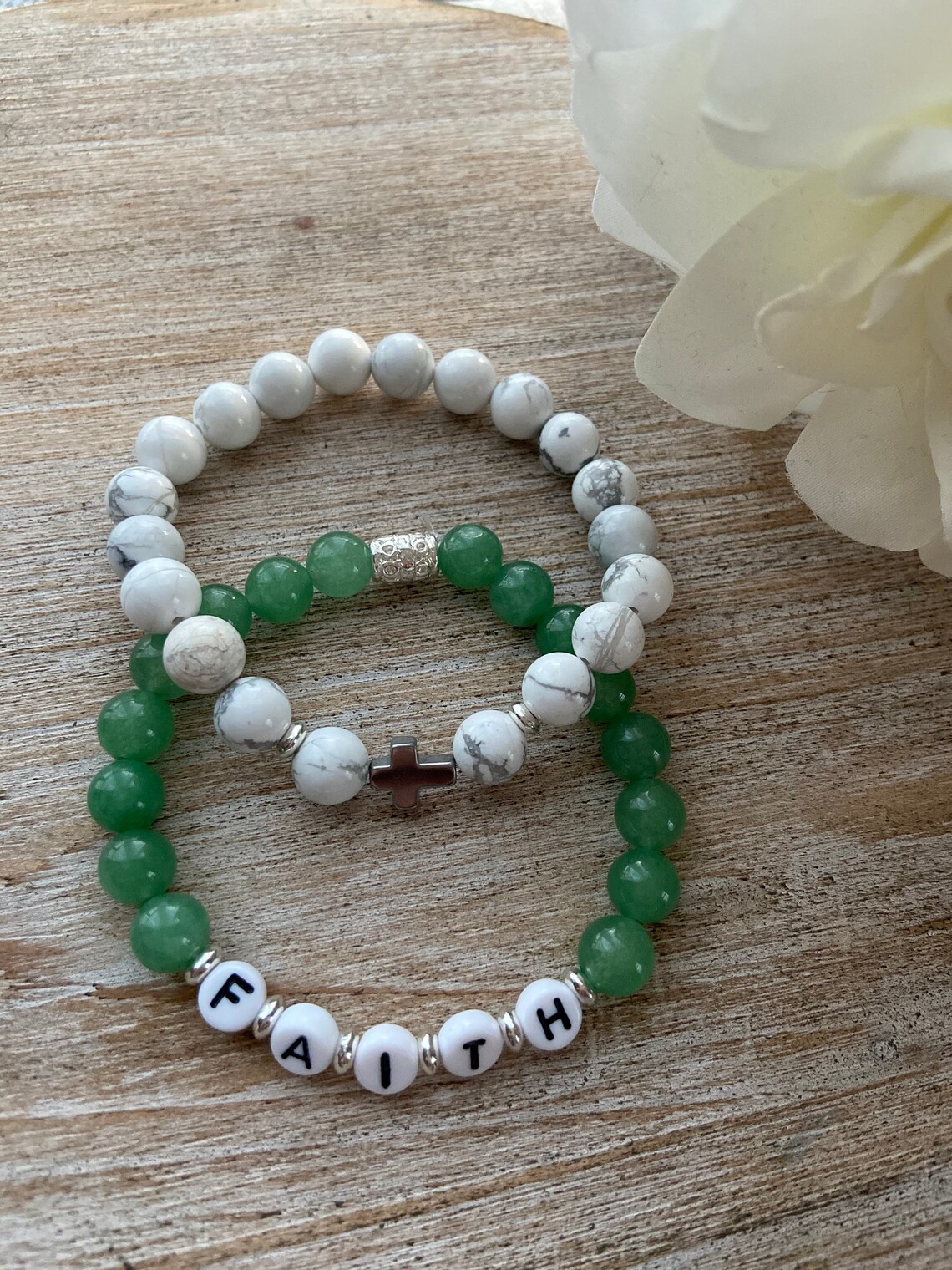 Faith Beaded Bracelet Personalized Word Bracelet Cross Etsy
