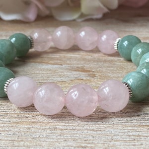 Burmese Jade and Rose Quartz Gemstone Bracelet