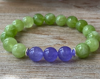 Armband peridoot en paarse kwarts: natuurlijk genezend kristal, geboortesteen augustus