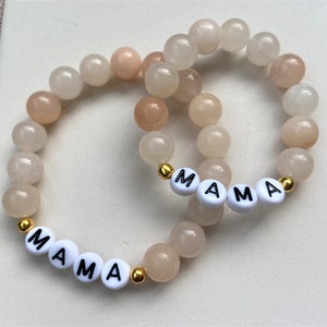 Mama und Mini Pink Opal Armband Set: Mutter Tochter Passend