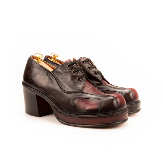 Authentic real leather 70's platforms for men