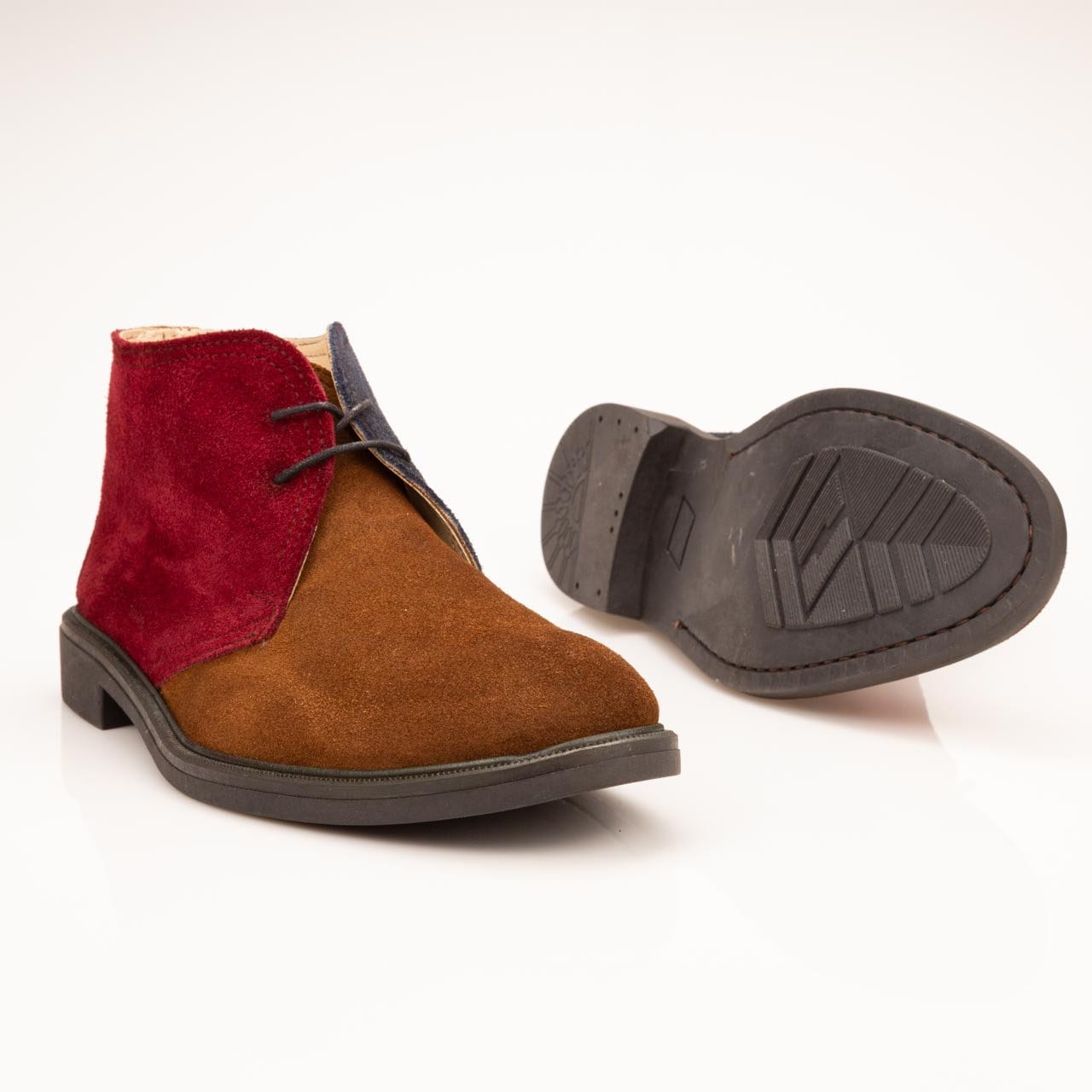 Handmade suede leather Sole Boots desert high heel wedge men