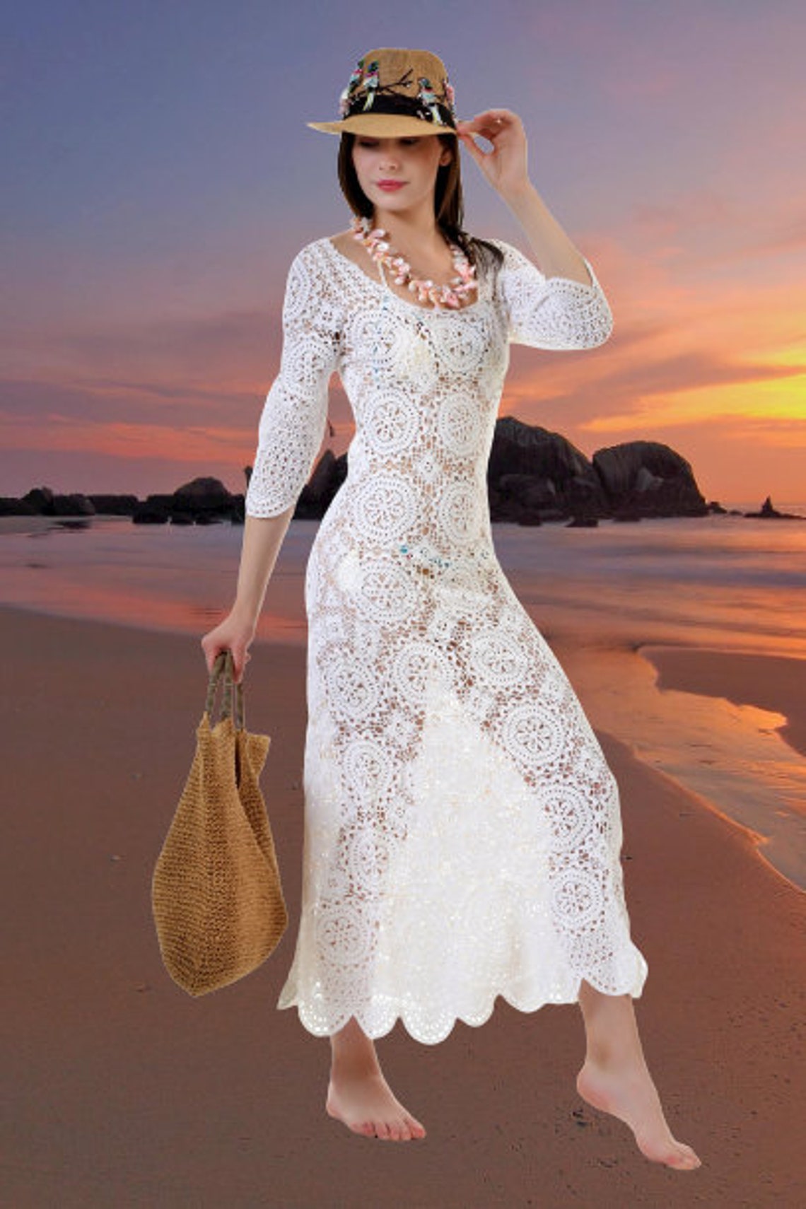 Longue robe blanche au crochet Robe de mariée au Etsy