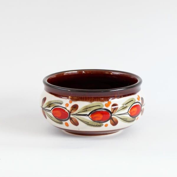 Vintage Smf Schramberg Bowl // Hand-painted Bernau Decor // Majolica German Folk Art Pottery Tableware