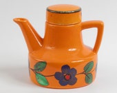 Vintage 1970s Zell am Harmersbach German Coffee or Tea pot Zeller Pottery Ceramics Retro Bright 39 Fiesta 39 Decor Hand Painted Flowers