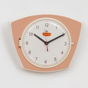 Rare Vintage Verlay Ceramic Clock // German 1950s Kitchen Clock // Mid-Century Quartz Wall Clock