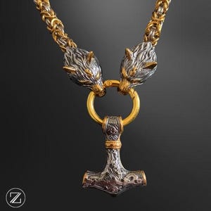 Viking Thor Mjölner Hammarhalsband – Rostfritt stål Varghalsband – Nordisk Hammarhänge – Warrior Herrsmycken