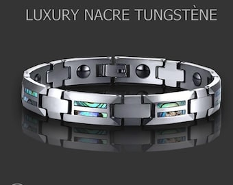 Magnetarmband aus Perlmutt und Wolfram