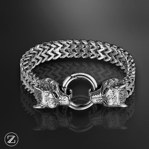 WOLF ROCK BRACELET Unisex steel bracelet with wolf head Rock, Punk, Bikers, Stainless steel.