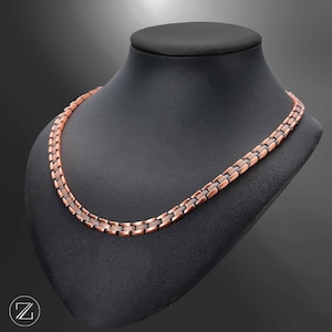 Magnetiskt halsband i massivt koppar – Ren koppar och neodymmagneter – Herrhalsband – Originala kopparsmycken – Present till män och kvinnor