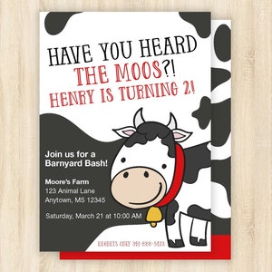 Cow Birthday Invitation Editable Template Online Instant Etsy 日本