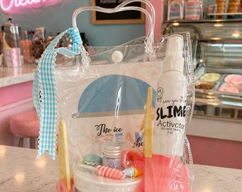 Cotton Candy Scoop Slime | Ice Cream Slime Kit with Bowl & Spoon | 10 oz Cloud Butter Slime + Activator | Sweet Scoops Slime Series