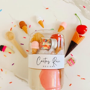 Ice Cream Play Dough Jar, Neopolitan Scented Sensory Play, Screen Free Toy, Kids Gift