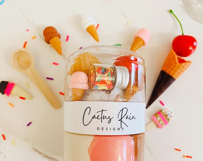 Ice Cream Play Dough Jar, Neopolitan Scented Sensory Play, Screen Free Toy, Kids Gift