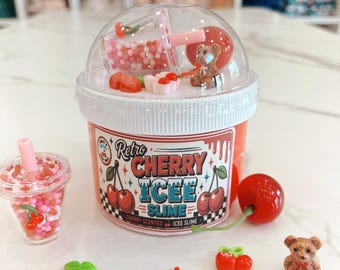 Retro Cherry Icee Slime | Cherry Scented Icee Slime | 10 oz  | Cute Cherry Charms | Sensory Slime Gift