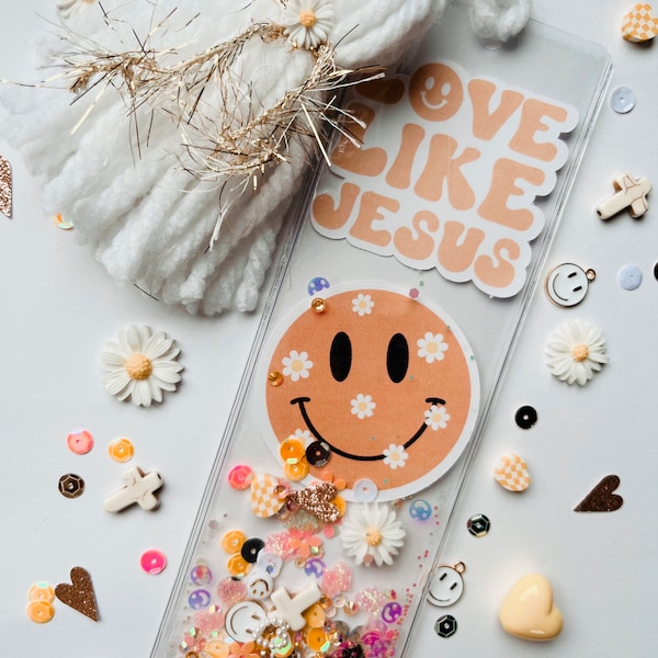 Love Like Jesus Shaker Bookmark, Kids Gifts, Book Accessories, Retro, Smiley Face, Devotional