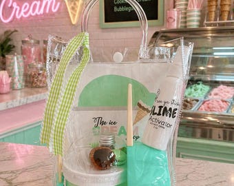 Cool Mint Chip Scoop Slime | Ice Cream Slime Kit with Bowl & Spoon | 10 oz Cloud Butter Slime + Activator | Sweet Scoops Slime Series