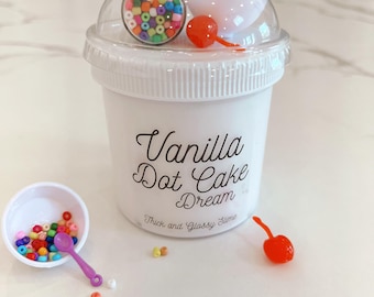 Vanilla Dot Cake Dream Slime | Vanilla Scented Thick & Glossy Slime | 7 oz  Slime Gift | Sprinkle Cake Inspired Sensory Play