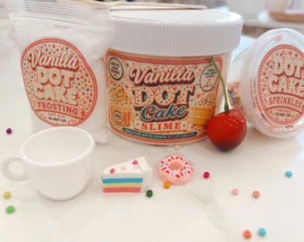 DIY Vanilla Dot Cake Cloud Cream Slime | 10 oz Vanilla Cake Batter Slime | Scented Slime | Birthday Gift | Sensory Play | Screen Free Fun