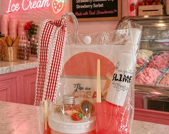 Strawberry Shortcake Scoop Slime | Ice Cream Slime Kit with Bowl & Spoon | 10 oz Cloud Butter Slime + Activator | Sweet Scoops Slime Series