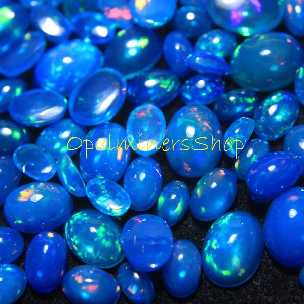 AAA Grade Blue Opal, Opal Crystal, Multi Fire Opal, Natural Ethiopian Opal, Blue Fire Opal, Welo Opal, Blue Opal Cabochon Jewelry Making