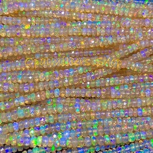 Perle di opale sfaccettate di grado AAA, dimensioni 3-5 mm, opale etiope naturale a rondella per gioielli