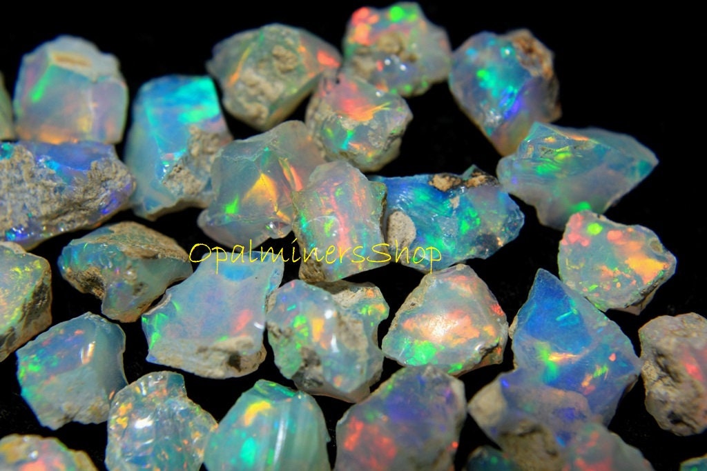 Polish Opal Drill Rough Opal Crystal AAA Grade Raw Opal Raw Opal Natural Ethiopian Opal 3 to 6mm 10 PCs Lot Multi fire Opal Rough
