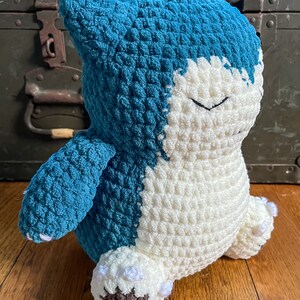 Stuffed Blue Plush, Sleeping Lax Plush Toy, Amigurumi Plush Toy image 2