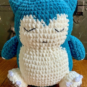 Stuffed Blue Plush, Sleeping Lax Plush Toy, Amigurumi Plush Toy image 1