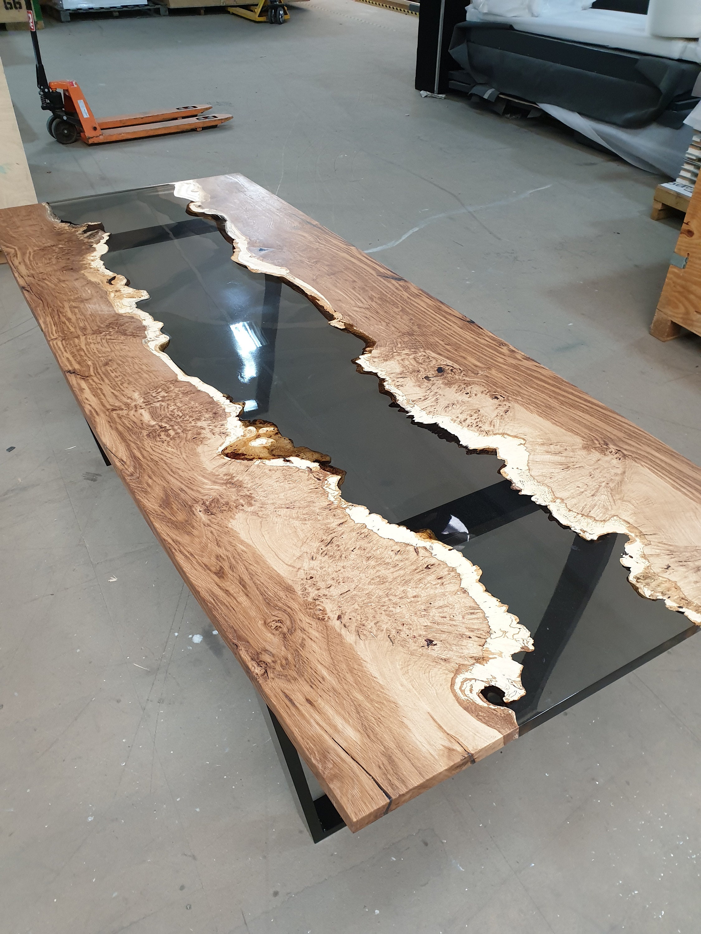 Brown oak resin dining table Etsy
