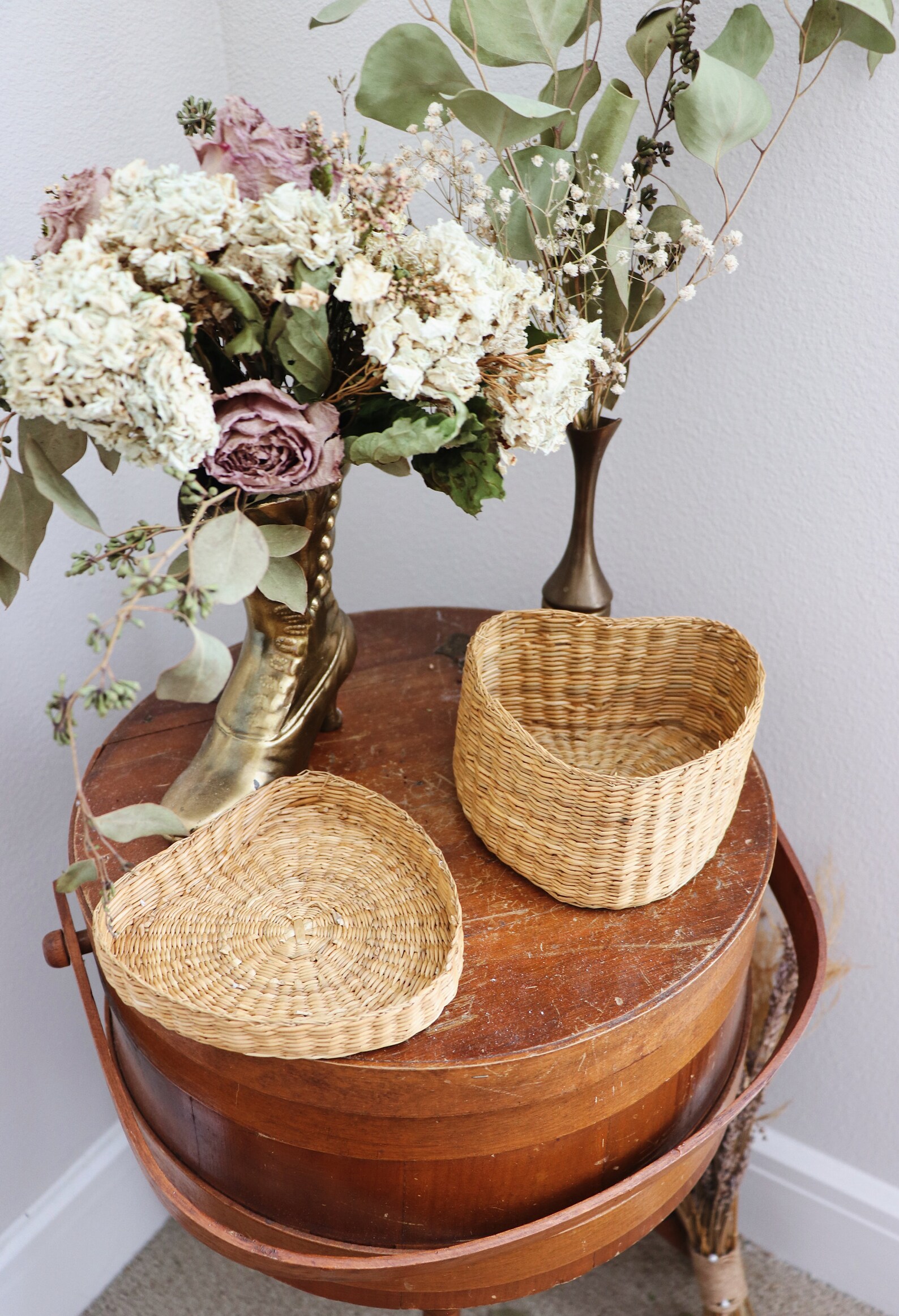 Heart Shaped Wicker Basket with Lid Etsy