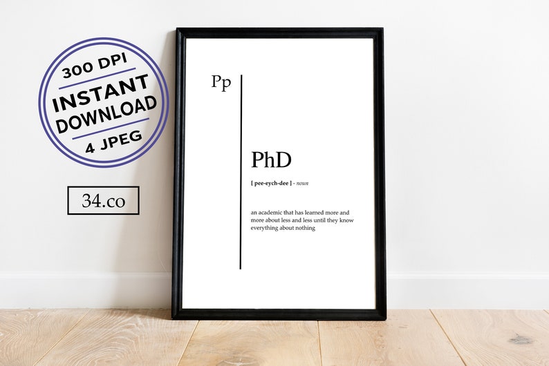 Phd Definition Print Phd Gift for Teacher Philosophy College - Etsy