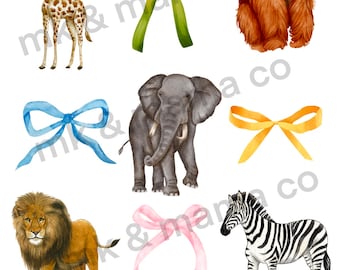 Zoo Animals Bows PNG