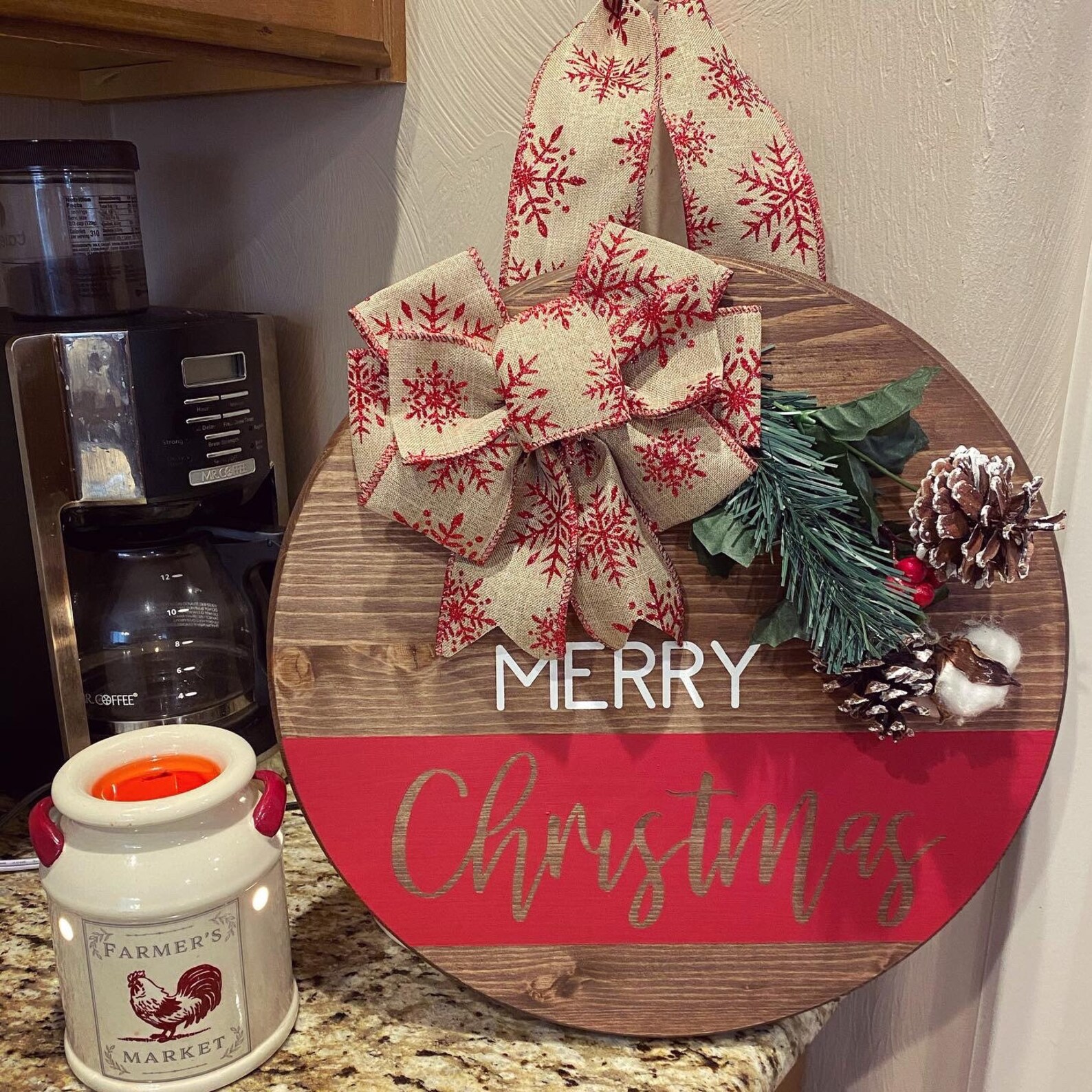 Round Merry Christmas Wall Decor Etsy