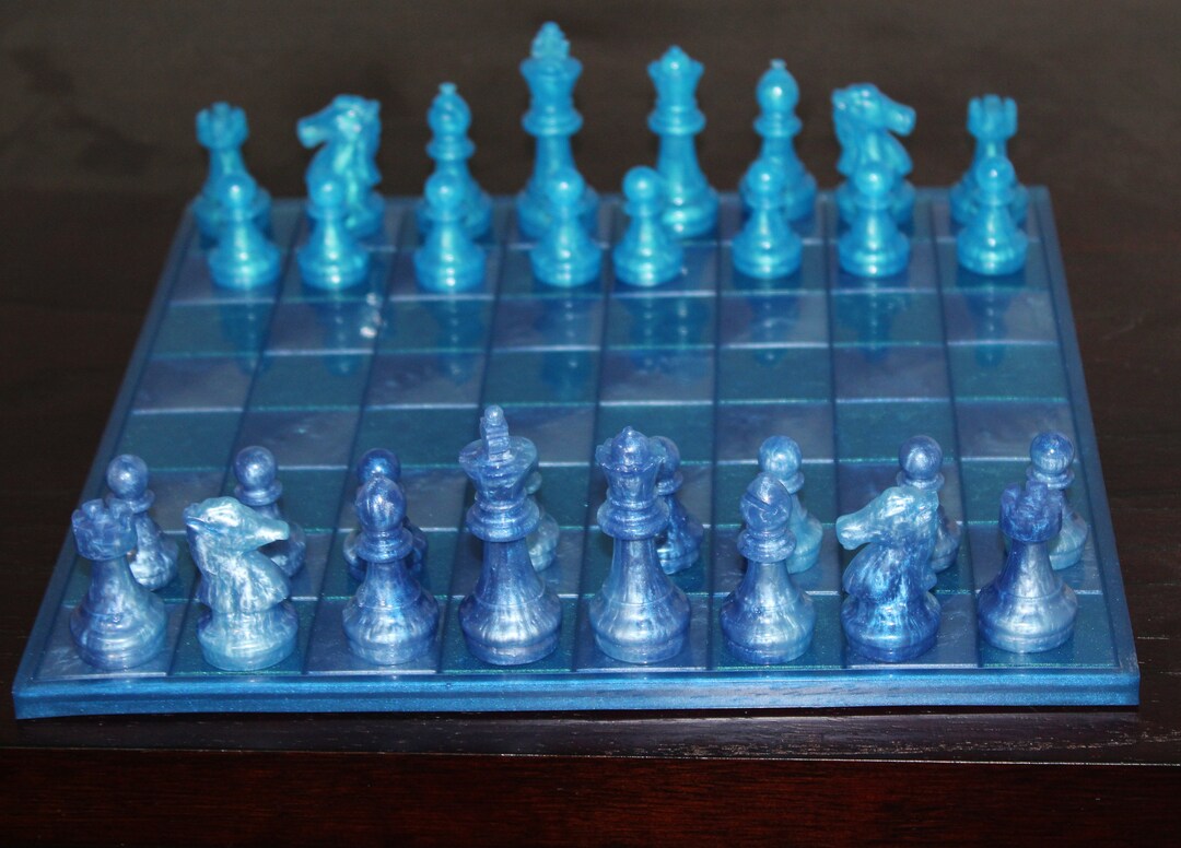 Blue-shaded Chess Set - Etsy