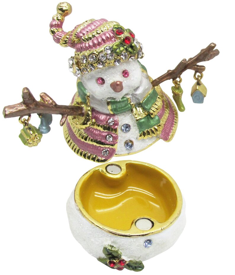 #2 Snowman Jeweled Trinket Box with Austrian Crystals