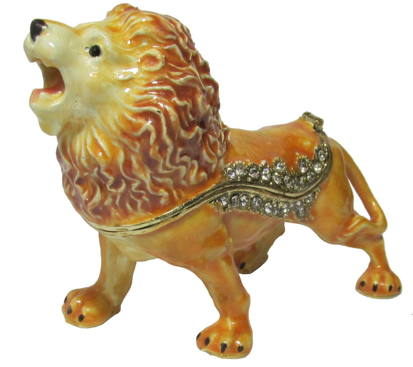 Lion Jeweled Trinket Box with Austrian Crystals Etsy