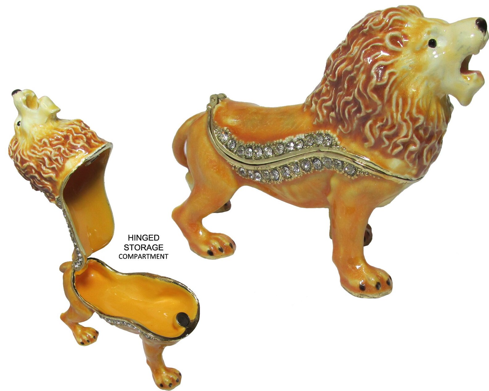 Lion Jeweled Trinket Box with Austrian Crystals Etsy