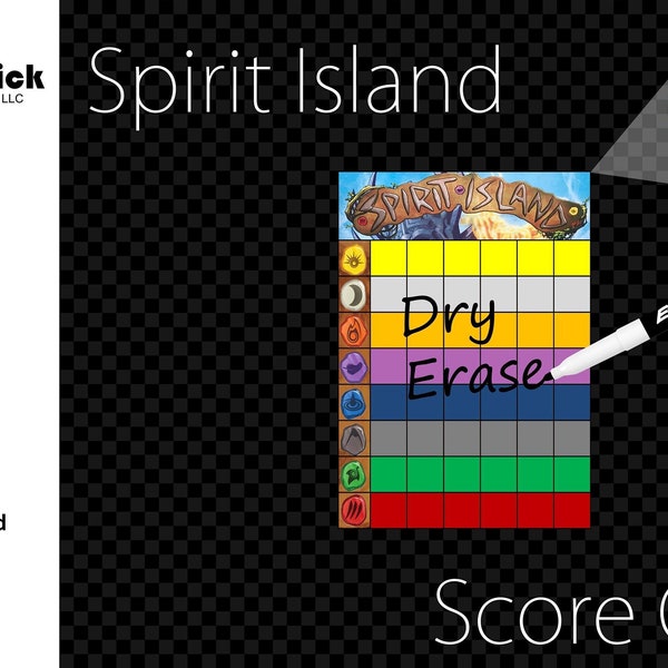 Premium Acrylic Deluxe Spirit Island Score Sheet Upgrade, Reusable, Dry Erase