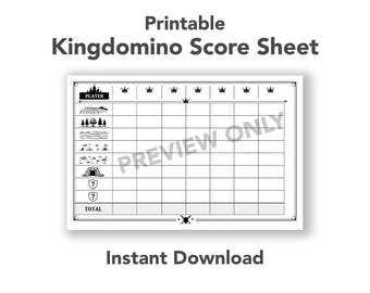 Printable Kingdomo Score Sheet | Digital Download Score Tracker | Board Game Scorecard PDF