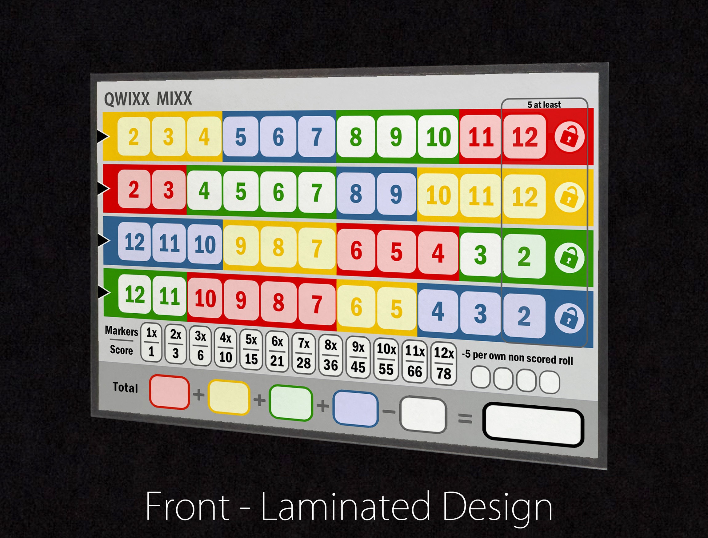 Laminated QWIXX MIXX Score Sheet, Waterproof, Reusable, Wet Erase and ...