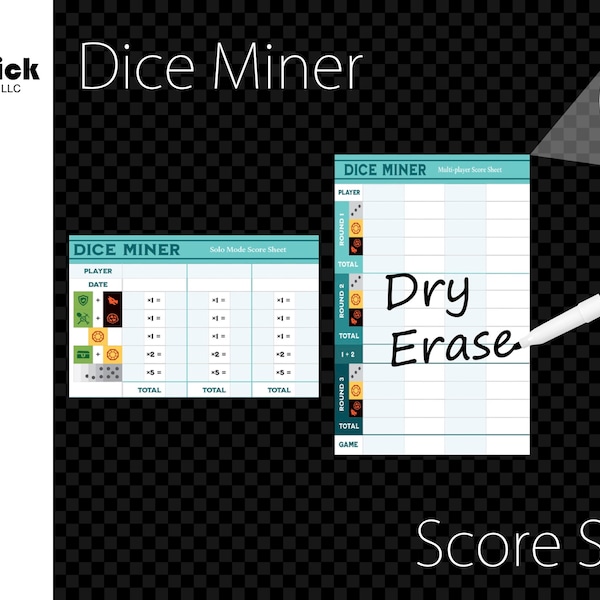 Premium Acrylic Dice Miner Score Sheet Upgrade, Reusable, Dry Erase