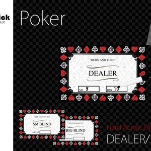 Premium Acrylic Poker Dealer Button Plaques, Small Blind, and Big Blind, Dry Erase