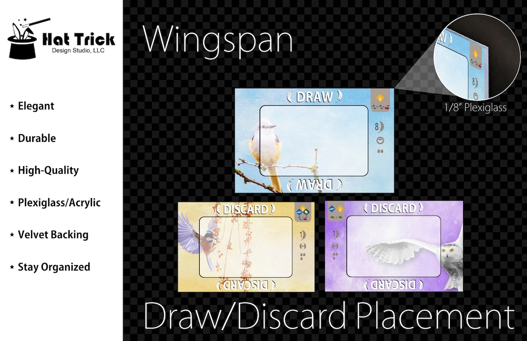 Deluxe Wingspan Card Placement Plaques, Draw and Discard Pile Plaque