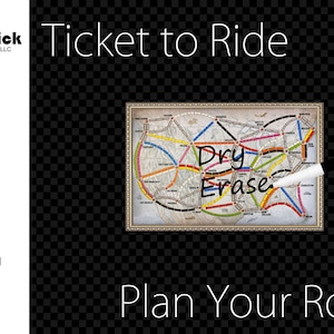 Carte de planification d'itinéraire Ticket to Ride plastifiée, imperméable, réutilisable, effaçable à l'eau et à sec