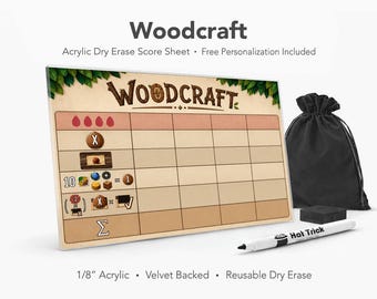 Woodcraft Acrylic Score Sheet – Reusable Dry Erase Board Game Score Pad (Velvet Backed)