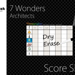 Premium Acrylic 7 Wonders Architects Score Sheet Upgrade, Reusable, Dry Erase